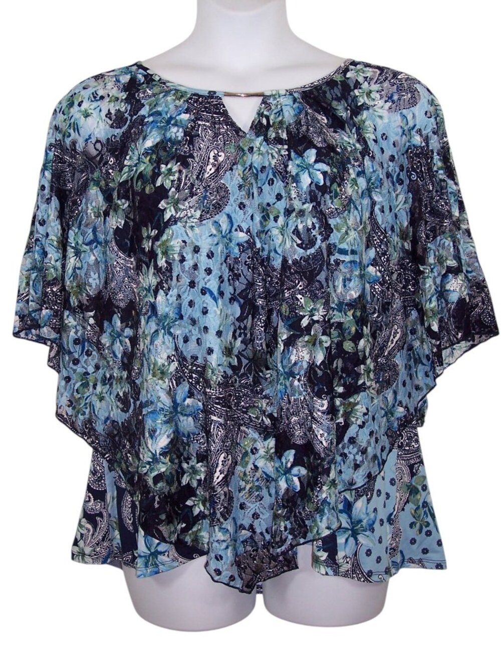 Avenue 26/28 Poncho Top Paisley & Floral Lace Lined Women's Plus Size NWT